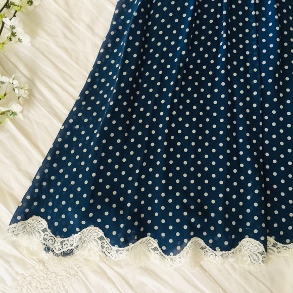 BCBG Navy Polkadot Babydoll Dress - Picture 4 of 5